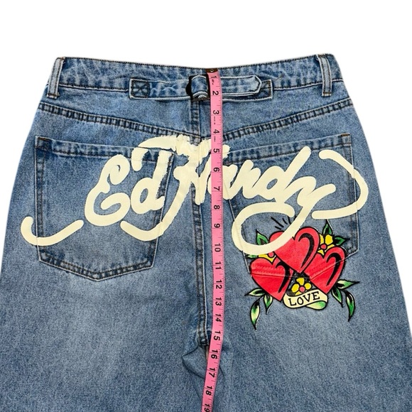 Ed Hardy Y2K vibe Dagger Heart Retro Light Flare Jeans size 30 - Picture 9 of 12